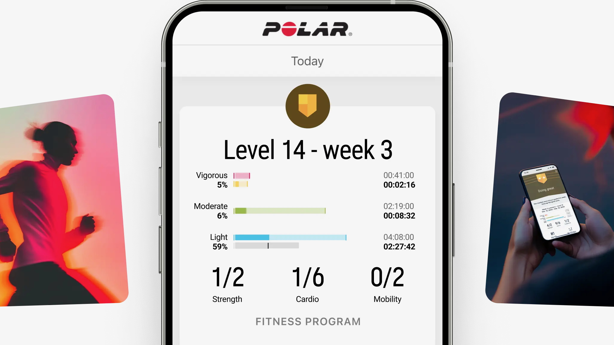 A press render of the Polar Flow app showing the Polar Fitness Program subscription